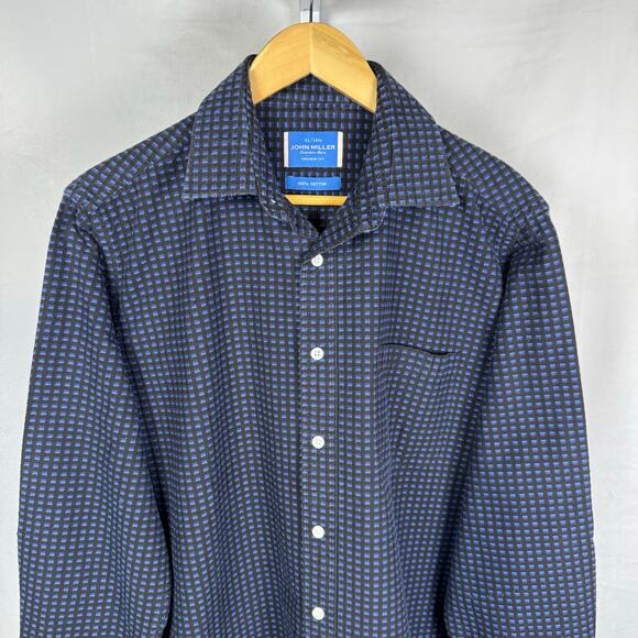 John Miller Tailored Cut Heavy 100% Cotton Button Up Shirt Men's 41/16.25 - Picture 1 of 6